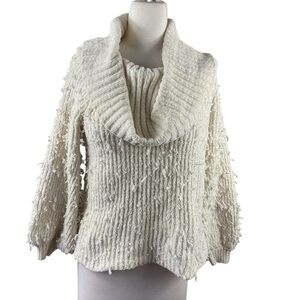 The Impeccable‎ Pig Elegant Crop Cream Cowl Neck Sweater, Small